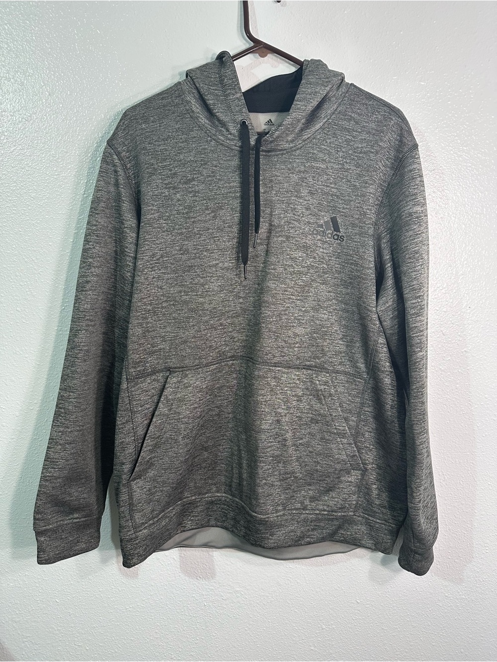 Adidas ClimaWarm Men’s XL Gray Heather Pullover Hoodie Athletic Sweatshirt